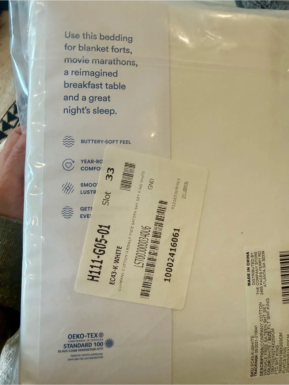 The Company Store White Luxury Sateen Sheet Set - Cotton - King - New